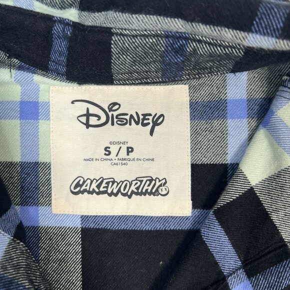 Disney Cakeworthy Maleificent Plaid Flannel Villains Embroidered Unisex Small - Picture 8 of 16